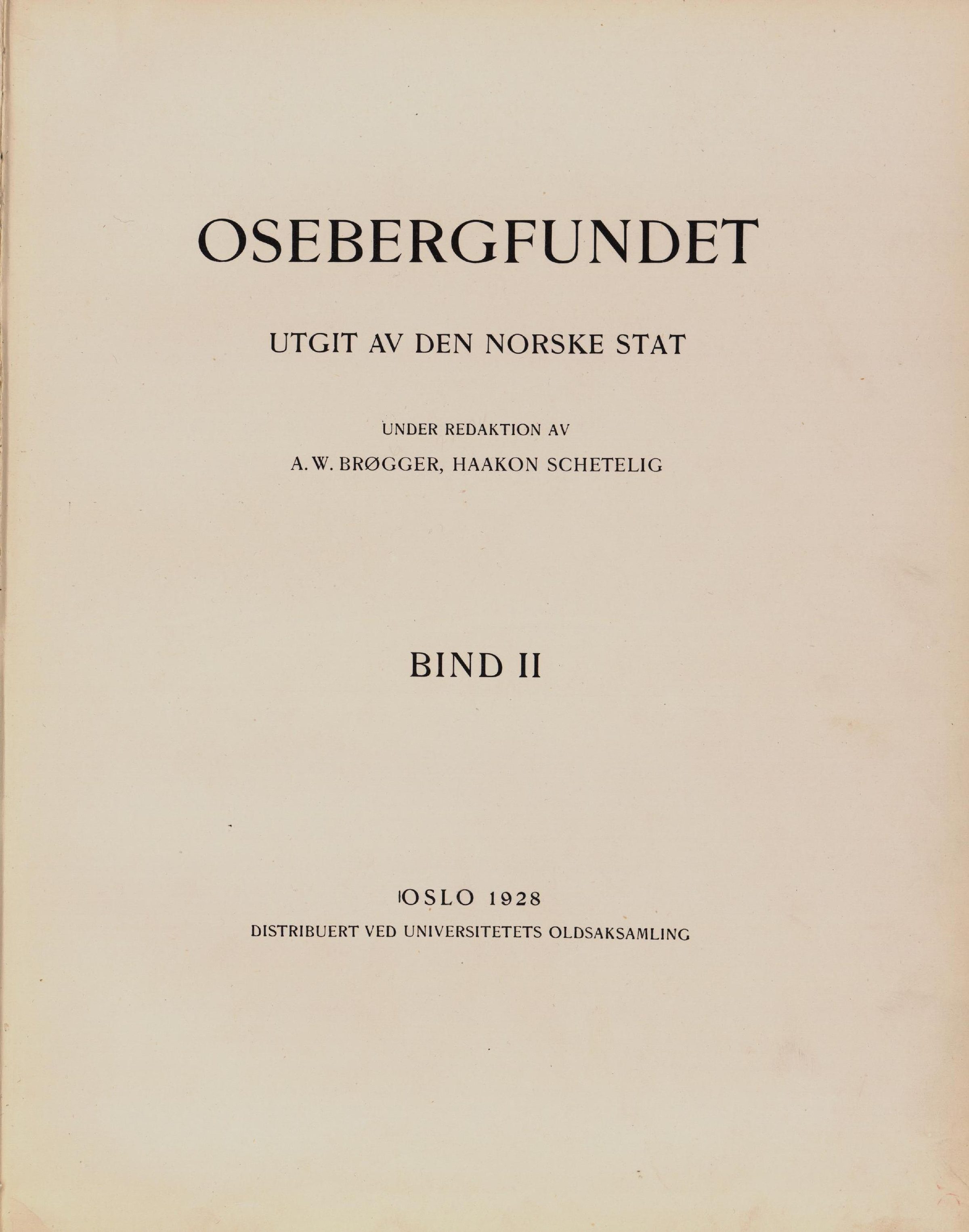 float-right small "Titelseite: Osebergfundet. Band II (Universitetets Oldsaksamling, Oslo 1928)"